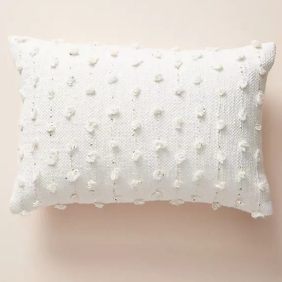 Anthropologie Woven Landen Pillow Cover Case Off White & Gold Rectangle home - Picture 2 of 10